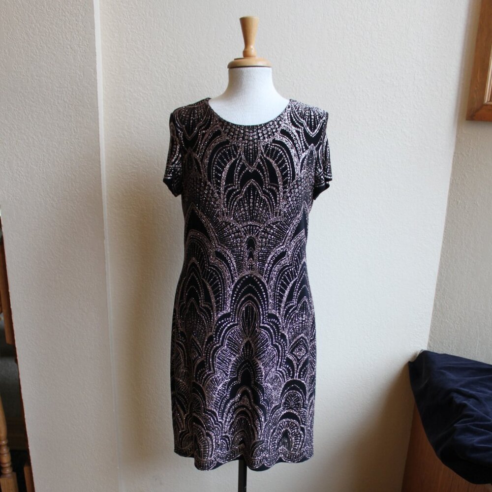 Jump Apparel VIntage Y2K does 20's Slinky Glittered Shift Dress XL